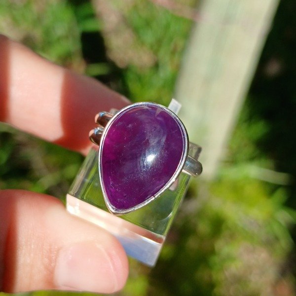 Producto - Anillo Plata 925 amatista ajustable forma de lagrima