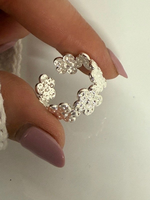 Producto - NB776 Anillo flores acero blanco