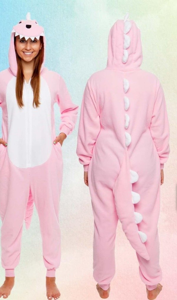 Producto - Enterito Polar con Plush de Adulto Dino Importado Rosa