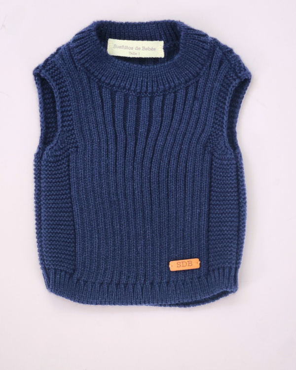 Producto - Chaleco recto tejido azul
