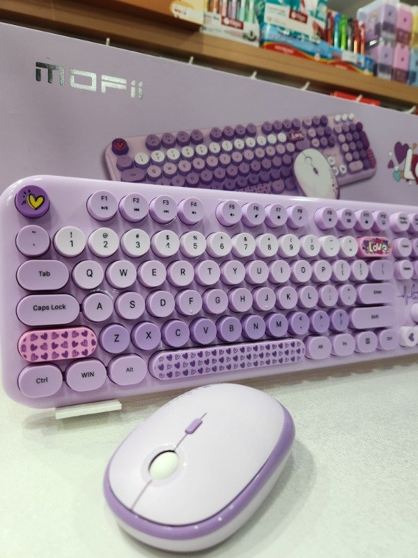Producto - Teclado inalámbrico c/mouse lila bluetooth