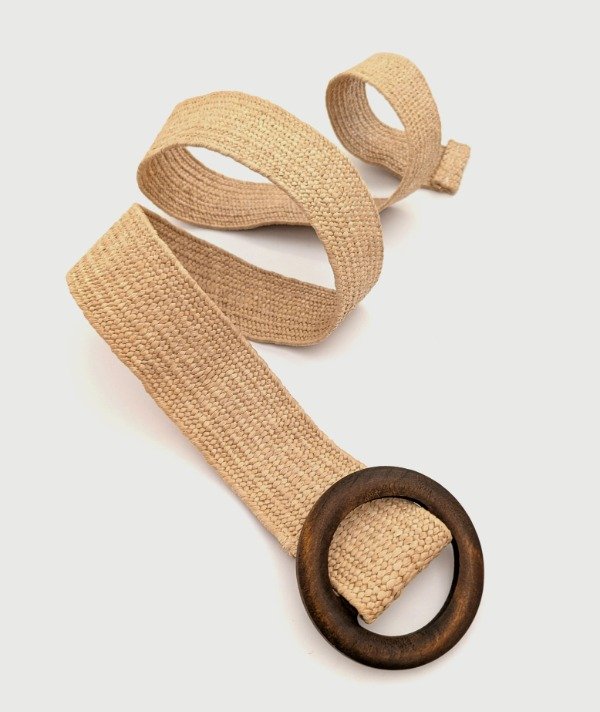 Producto - cinturón ancho - rafia y madera -