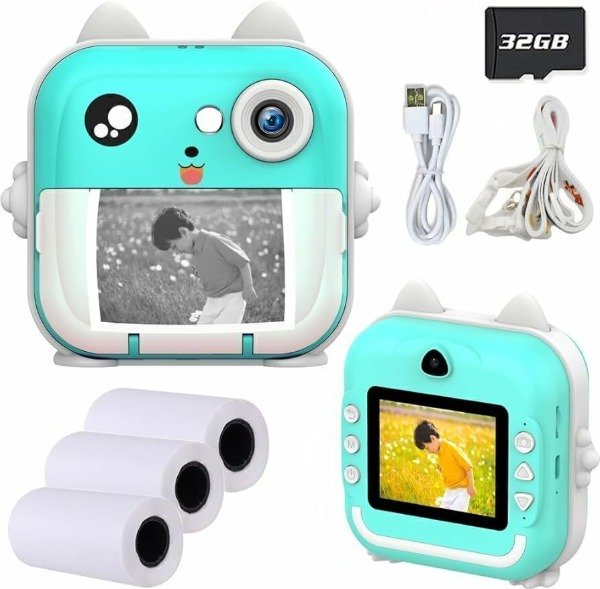 Producto - Cámara De Fotos Portátil Videos Hd Mini Impresora Infantil Celeste