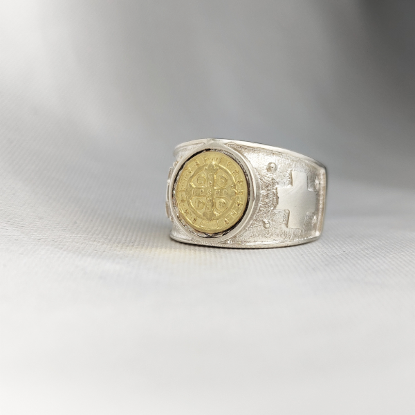 Producto - Anillo San Benito Plata y Oro Ancho - 2