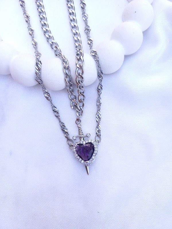Producto - cadenitas corazón y daga versión 2 (violeta)