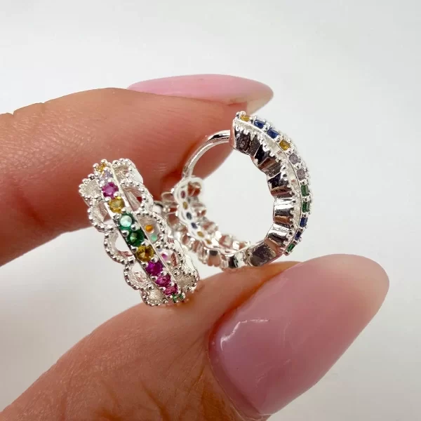 Producto - Argollas Oly - Piedritas Coloridas