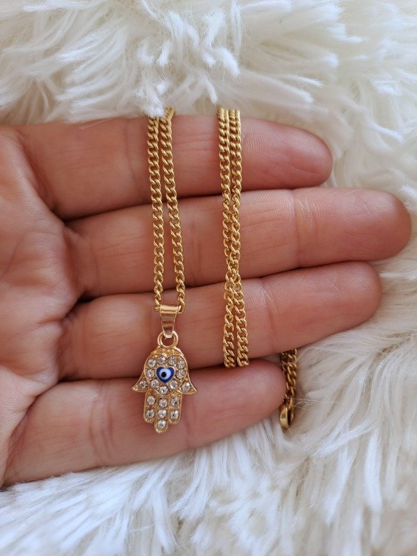 Producto - ADC0054 Collar Gourmet fina Mano strass Ojo azul