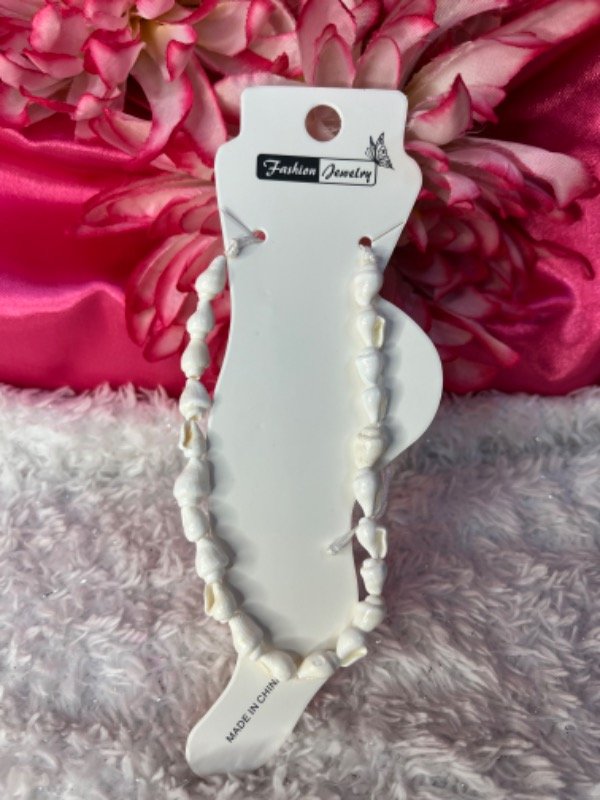Producto - Tobillera blanca caracoles