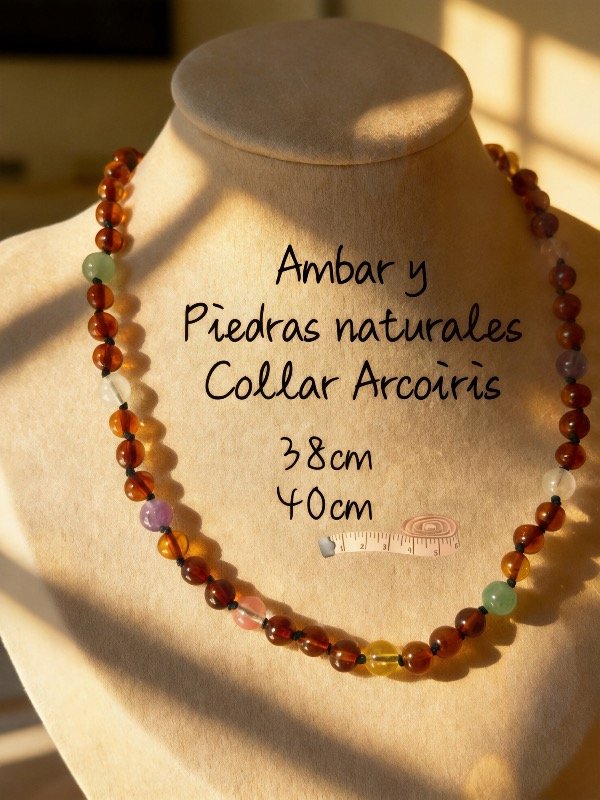 Producto - Collar Ambar arcoíris 40cm. - 0