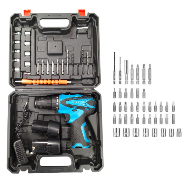 Producto - Taladro Atornillador Recargable Con 2 Baterias Destornillador 45en1 12V A-9303