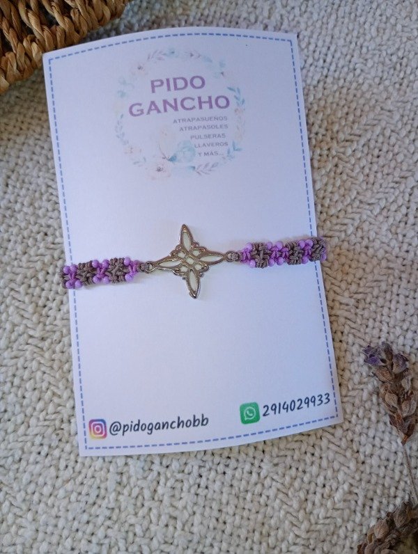 Producto - Pulsera de diseño lila y gris con Nudo de Brujas