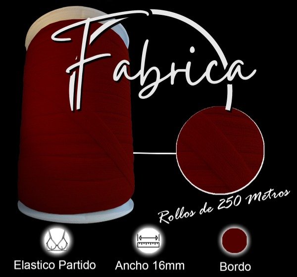 Producto - Envivado o Elástico Partido Bordo 16mm (rollo)
