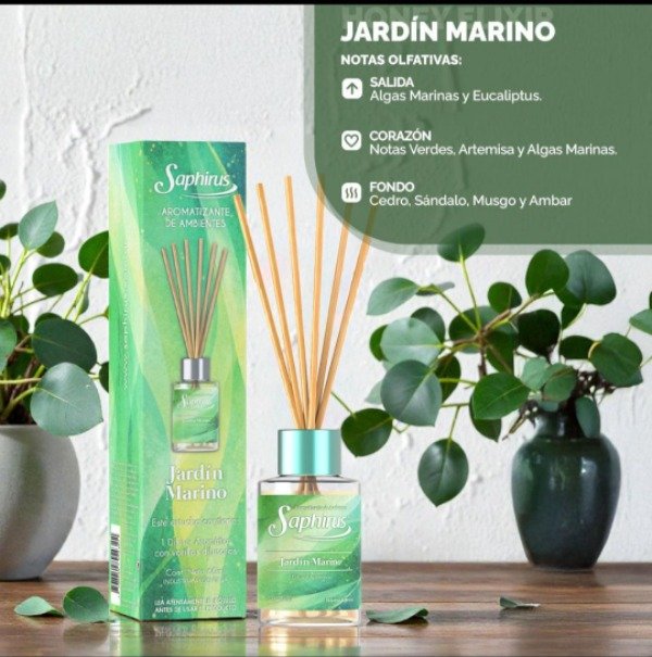 Producto - DIFUSOR CON VARILLAS SAPHIRUS 60ML "JARDIN MARINO"