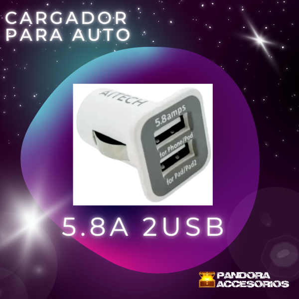 Producto - Cargador de auto Turbo 5.8A 2 USB