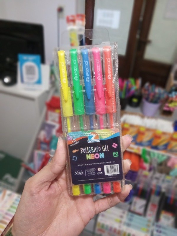 Producto - Boligrafo Ezco Gel Neon X 5u.
