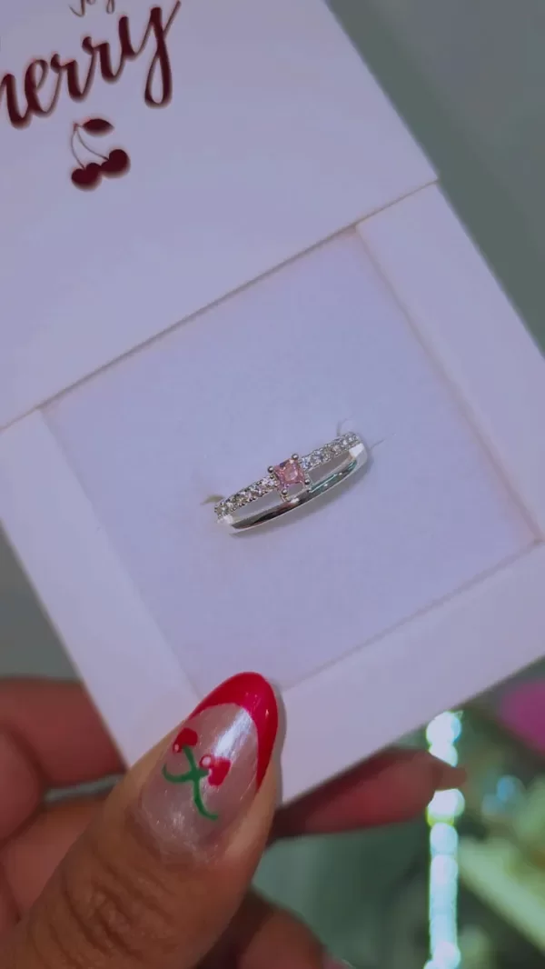 Producto - Anillo doble piedra rosa AB