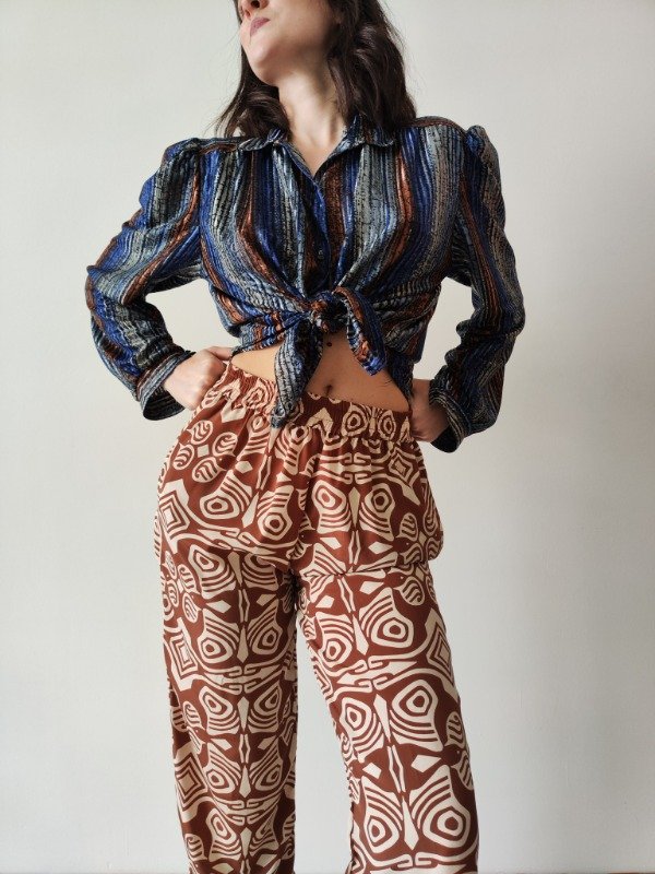 Producto - Pantalon Lineas Blanco y Marron