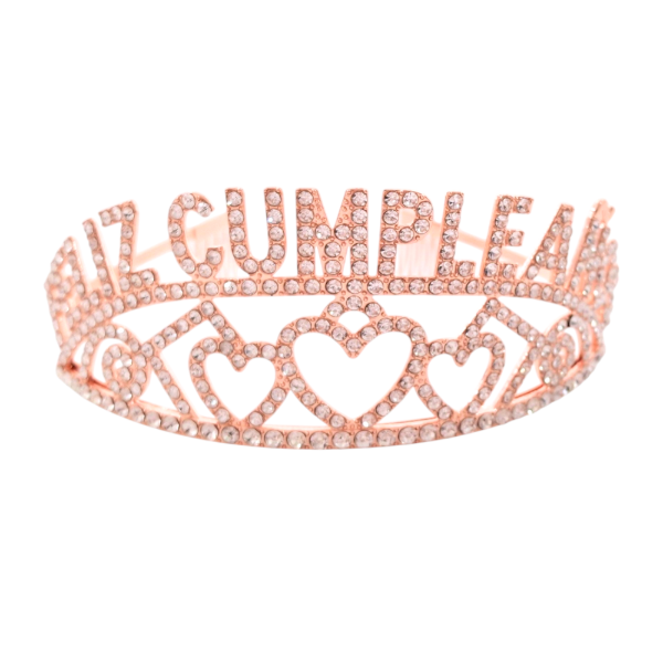 Producto - Corona strass Feliz Cumpleaños Rosa Gold