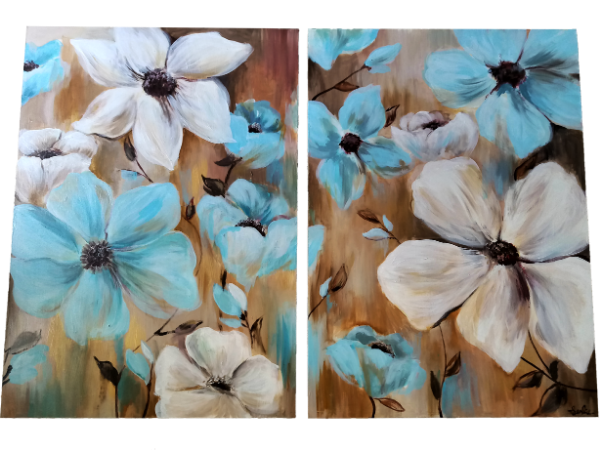 Producto - Cuadros Decorativos Abstractos Flores Grandes Pintado A Mano