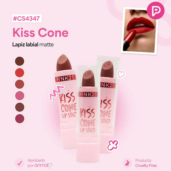 Producto - Labial barra matte Kiss Cone PINK 21
