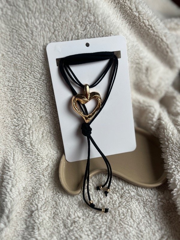 Producto - Chofer gamuza corazón dorado - negro