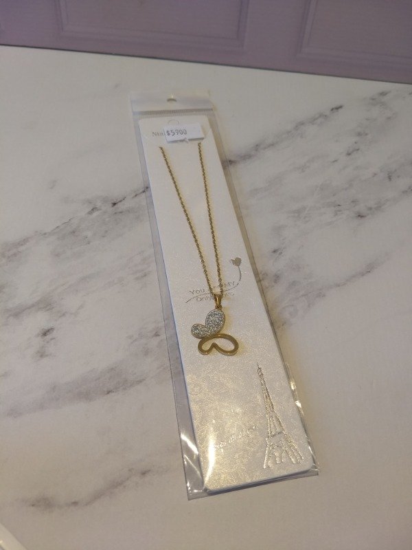 Producto - Collar de mariposa strass acero dorado