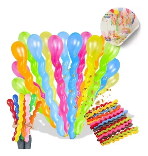 Producto - GLOBO DE LATEX TIRABUZON MULTICOLOR  X 10U