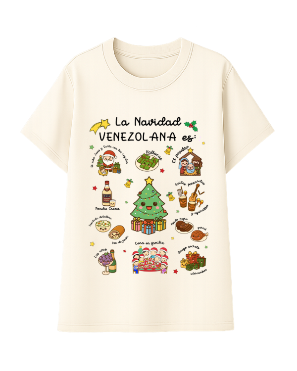 Producto - Remera Algodón La Navidad Venezolana - Blanco Crudo
