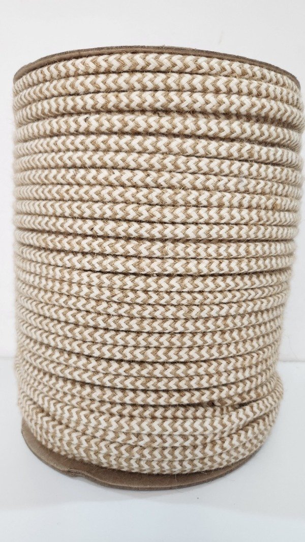 Producto - Cordón de yute y algodón trenzado 7mm. YUTE Y CRUDO 100MTS