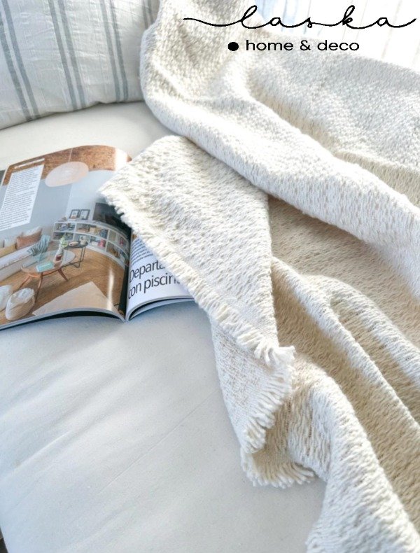 Producto - Manta Color Natural Tejida 160 x 215 cm Algodon