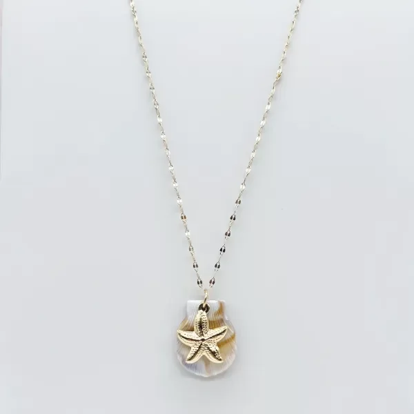 Producto - Collar estrella de mar caracola dorado - Acero