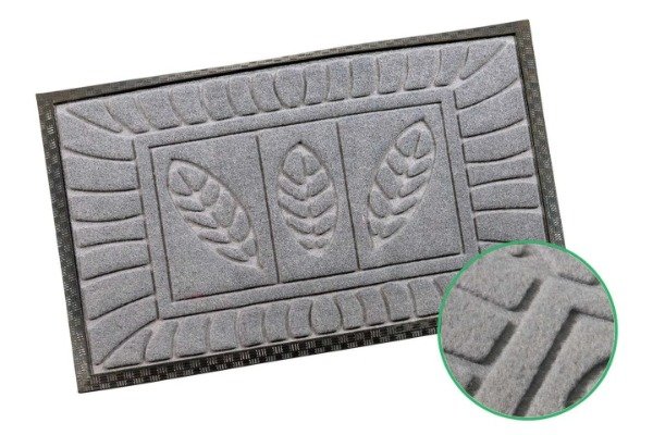 Producto - Felpudo hojas polyester 40x60cm con borde gris