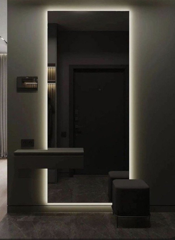 Producto - Espejo de Fibra de Bambú Dorado y Negro - Elegancia Natural y Modernidad