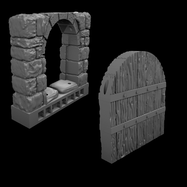 Producto - Puerta interactiva de 2 tiles de ancho (50mm) Dungeon Stone