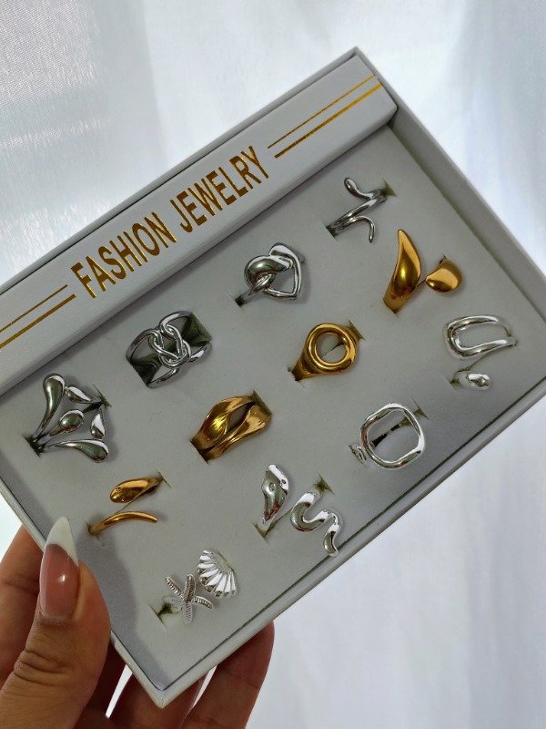 Producto - Anillos regulables surtidos x docena en cajita