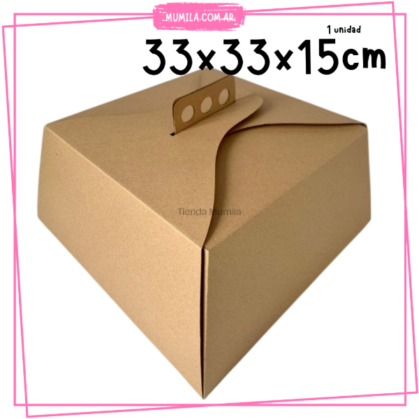 Producto - Caja Torta maletin 33x33x15cm KRAFT