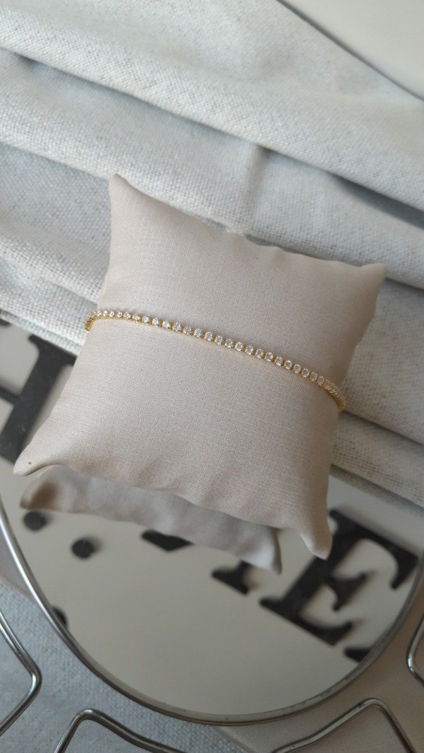 Producto - Pulsera zircones trasparentes laminado en oro 18k