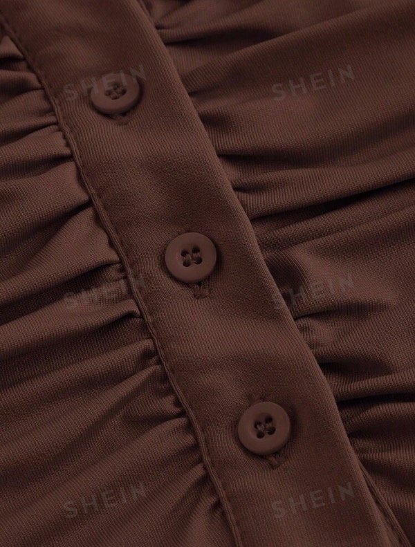 Producto - Musculosa camisa SHEIN cuello polo marron - 2