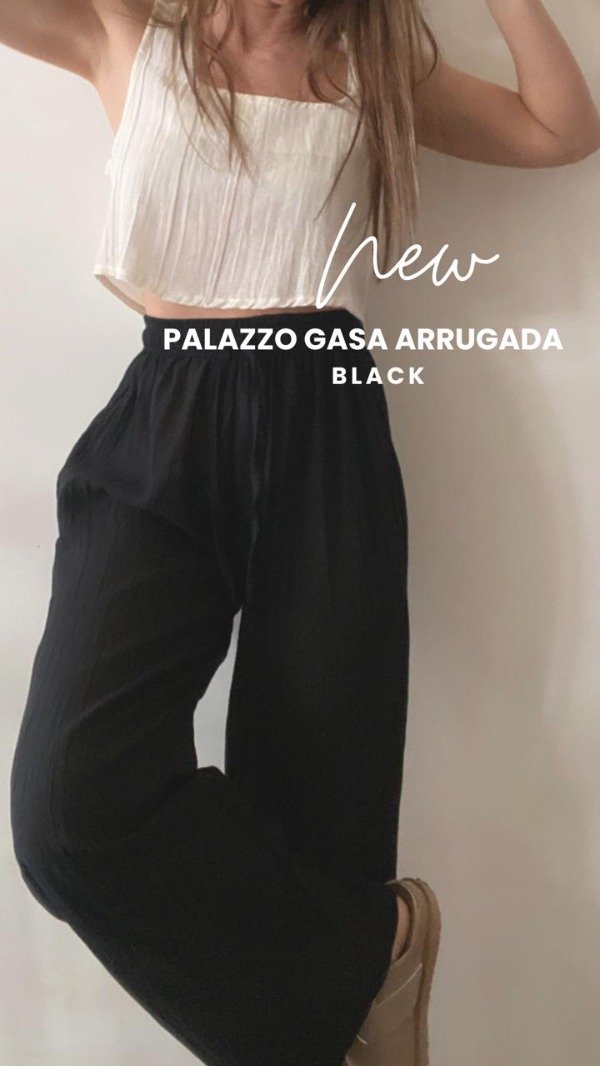Producto - Palazzo de Gasa Arrugada Black