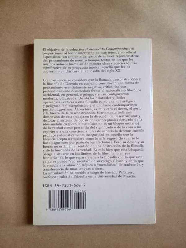 Producto - La descontrucción en las fronteras - Jacques Derrida - Paidós 1989 - 1