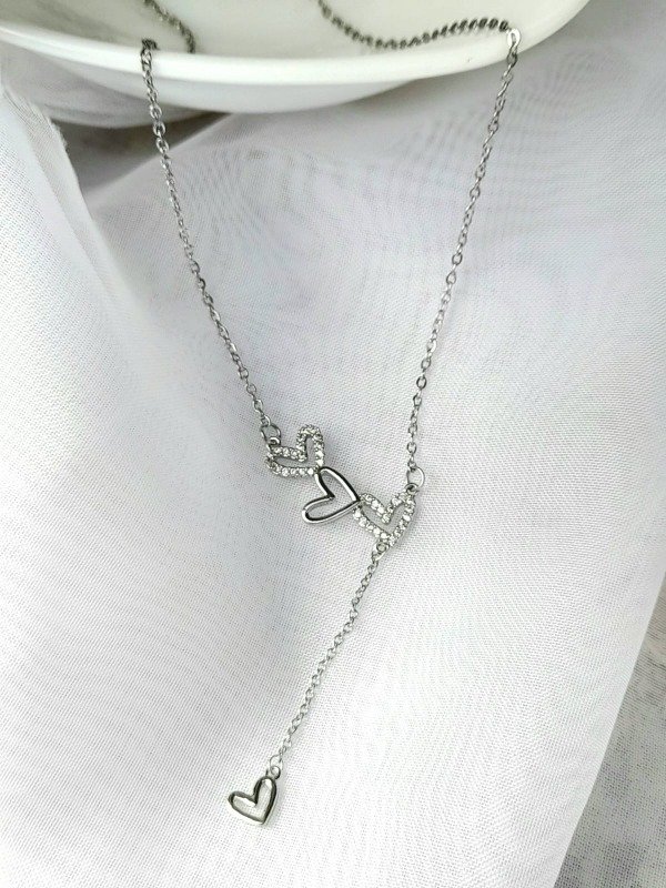 Producto - Cadena con dijes de corazones con strass 45+5cm