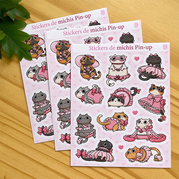 Producto - Stickers plancha - Michis pin-up