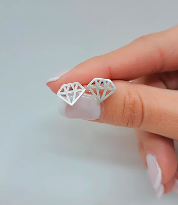 Producto - Aros plata pasantes diamante liso