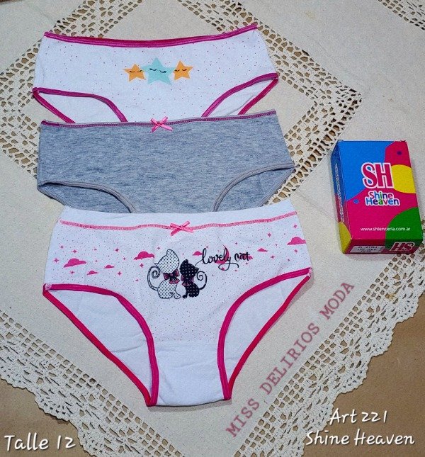 Producto - Pack X3 Bombachas de Nena Shine Heaven 221 T12 Est