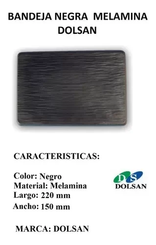 Producto - Bandeja Melamina Negra 22 X 15 Cm Dolsan Catering