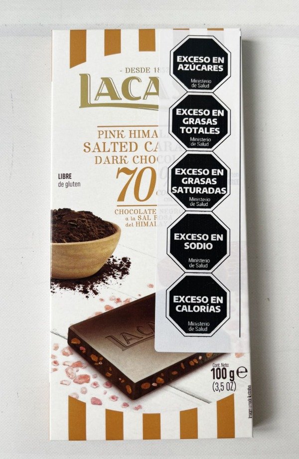 Producto - TABLETA Chocolate Negro al 70 con CARAMELO Y SAL SIN TACC x 100g LACASA