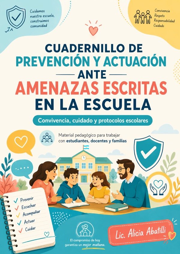 Producto - MATERIAL GRATUITO. PREVENCIÓN. AMENAZAS. ESCUELA. ALICIA ABATILLI. 2026