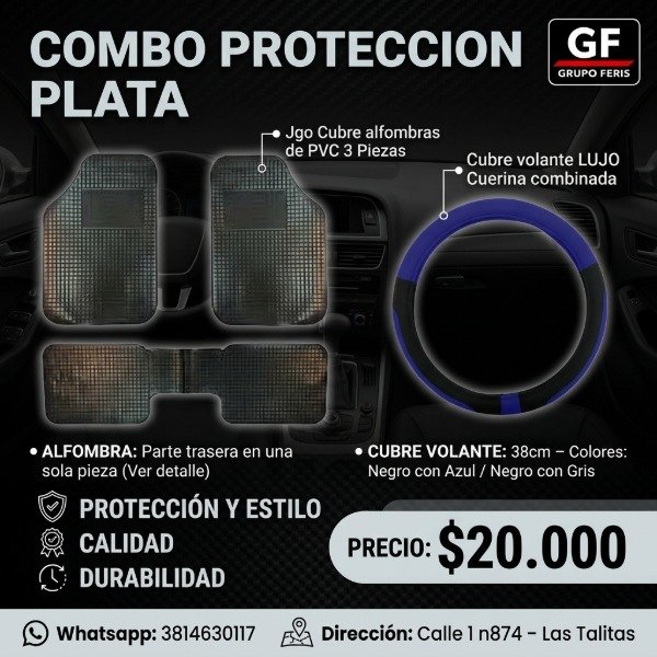 Producto - Combo PLATA - Cubre volante lujo + Cubre alfombra 3 Pzas - 0