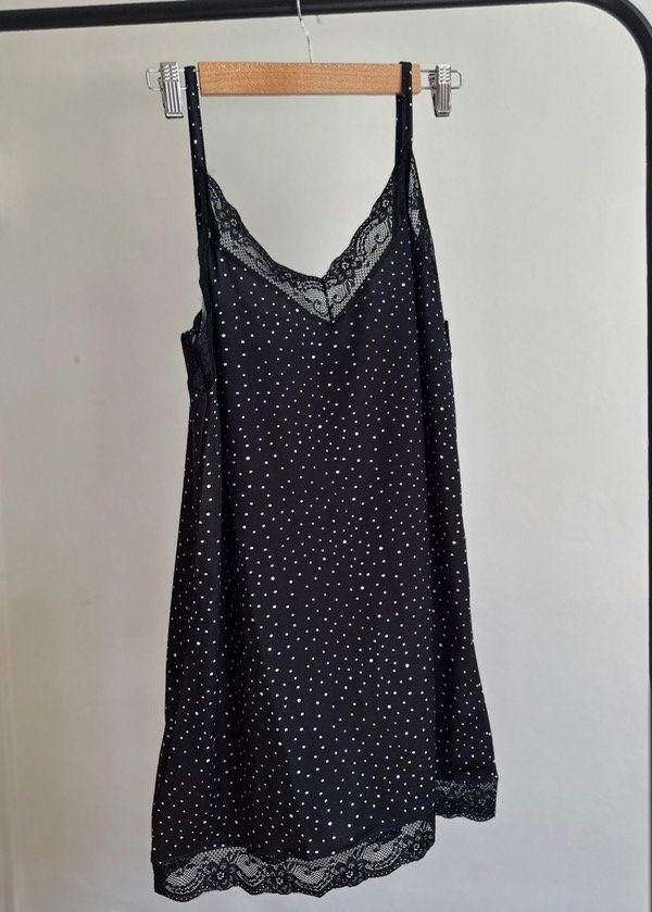 Producto - Camisón Juana negro pintitas con puntilla - 3