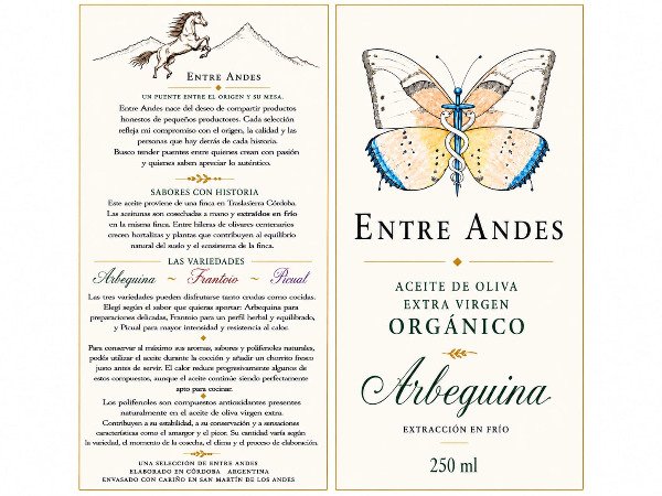 Producto - ACEITE DE OLIVA  EntreAndes 1ERA prensada en frio 250 ml. Tras la Sierra Cordoba